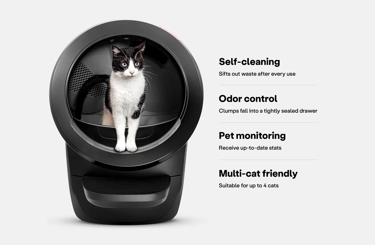 Litter-Robot 4 self-cleaning smart litter box with waste drawer in a modern home